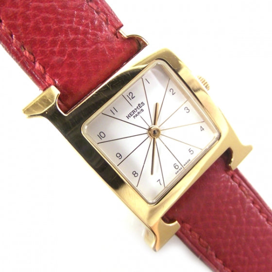 Hermes Stainless Steel Epsom 21mm Heure H Hour Quartz Watch Rouge 8 of 8