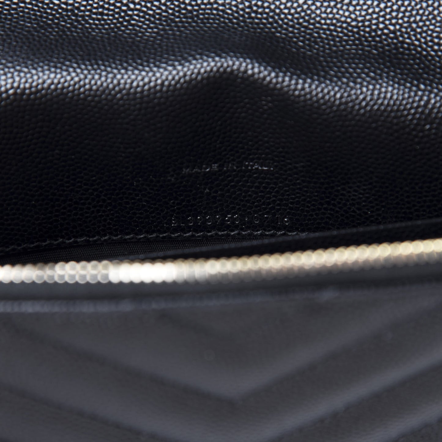 Grain De Poudre Matelasse Chevron Monogram Envelope Chain Wallet Black