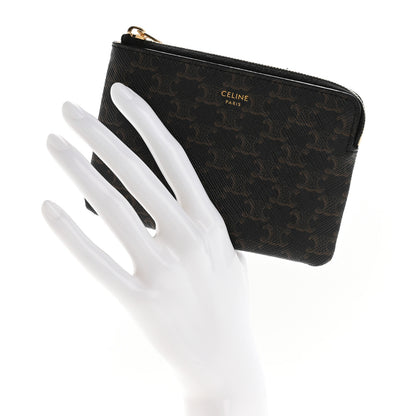 Celine Triomphe Canvas Coin and Card Pouch With Hook Black 2 of 9