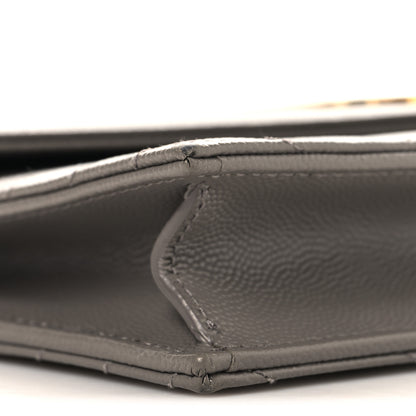 Saint Laurent Grain De Poudre Matelasse Chevron Monogram Envelope Chain Wallet Fog 8 of 11