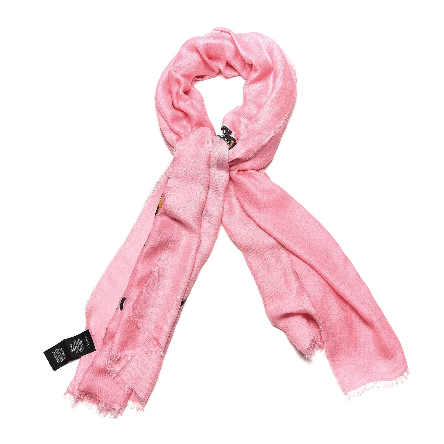 Gucci Modal Cashmere Silk Tiger Scarf Pink 1 of 5