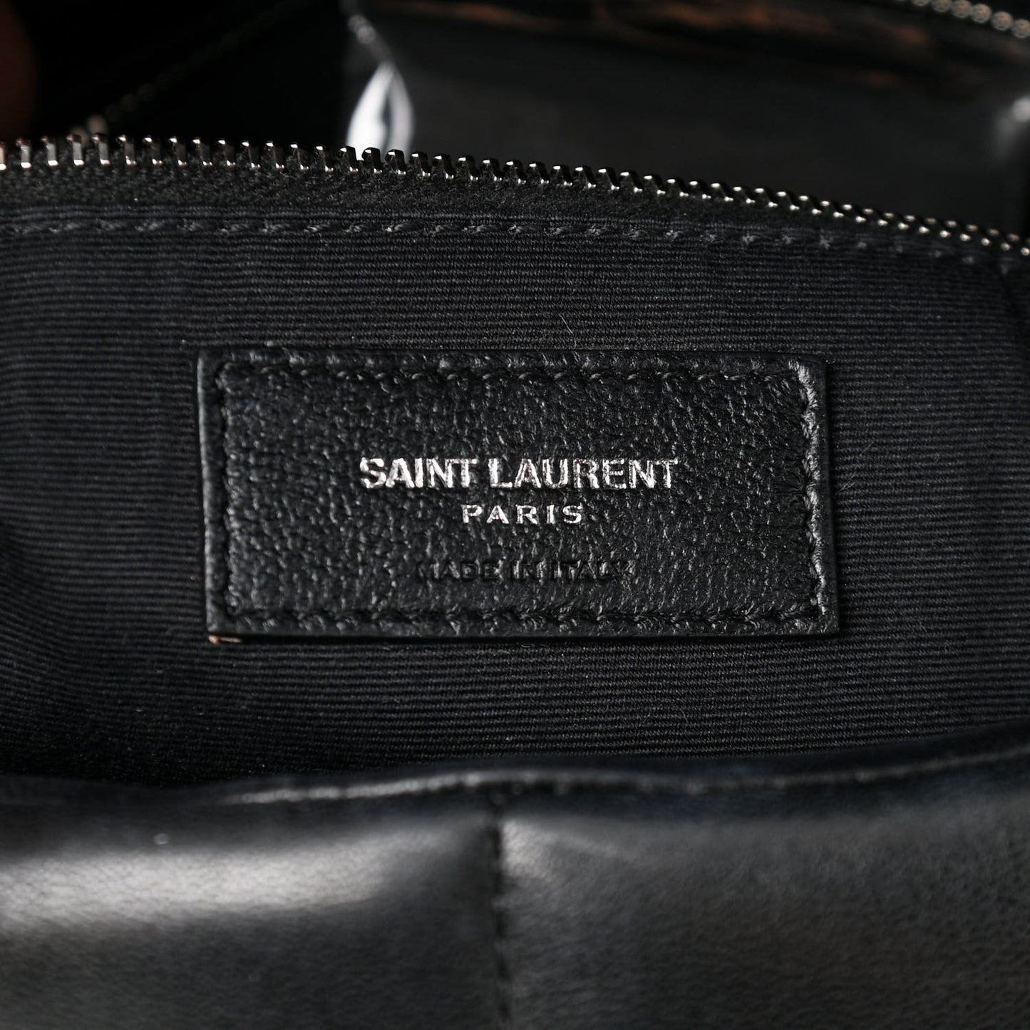 Lambskin Quilted Medium Loulou Puffer Monogram Chain Satchel Black