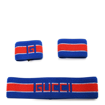 Gucci Cotton Logo Headband and Wrist Set M Blue Orange 1 of 6