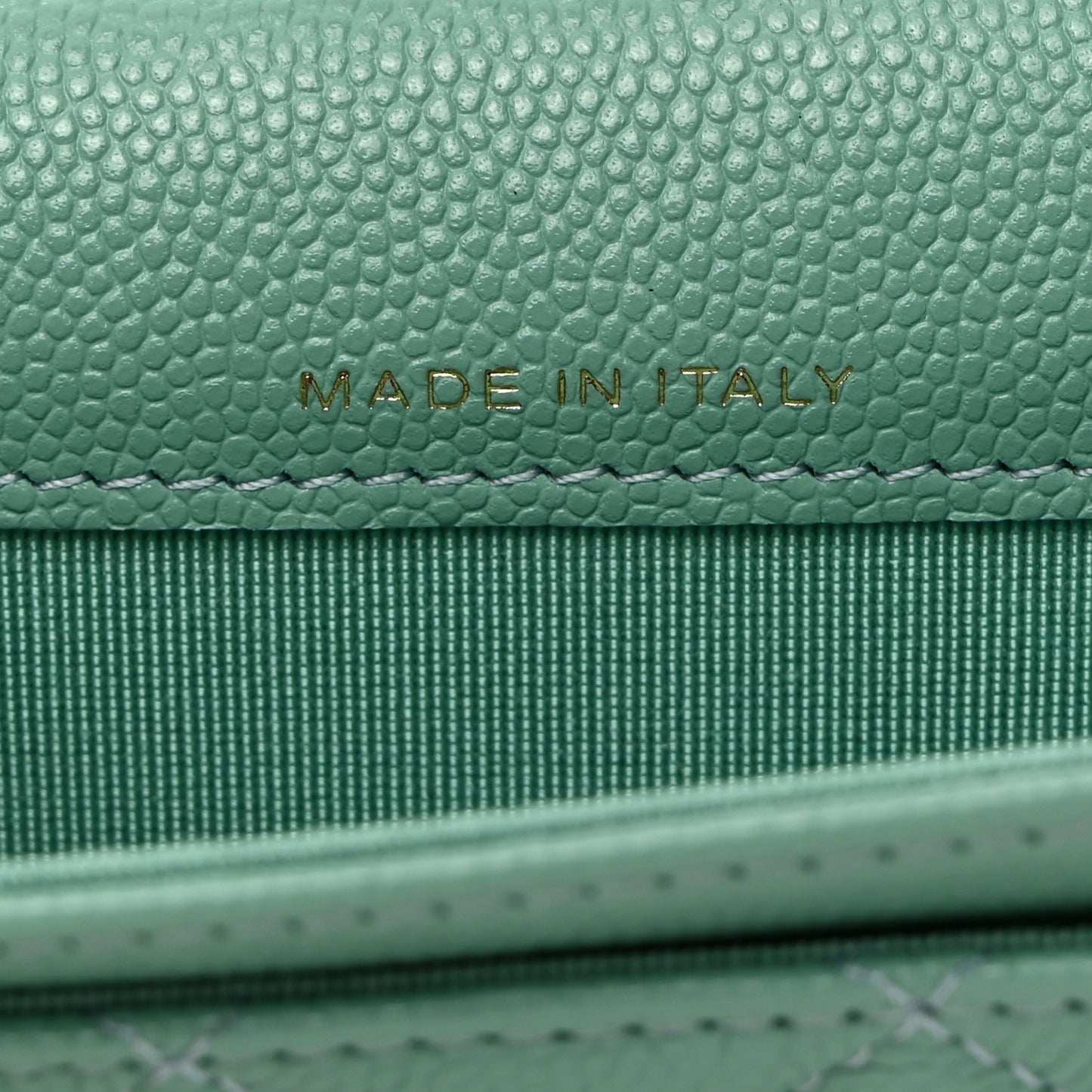 Caviar Quilted Flap Card Holder Wallet Light Green