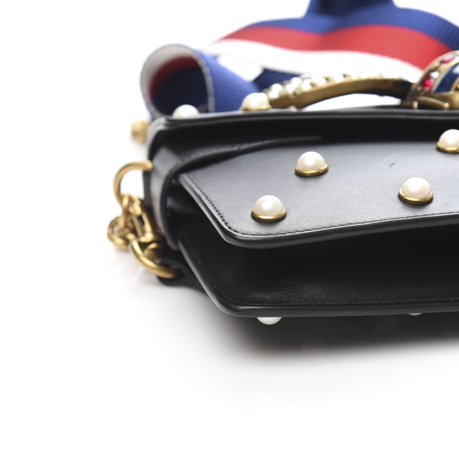 Gucci Nappa Pearl Studded Mini Queen Margaret Broadway Shoulder Bag Black 8 of 12