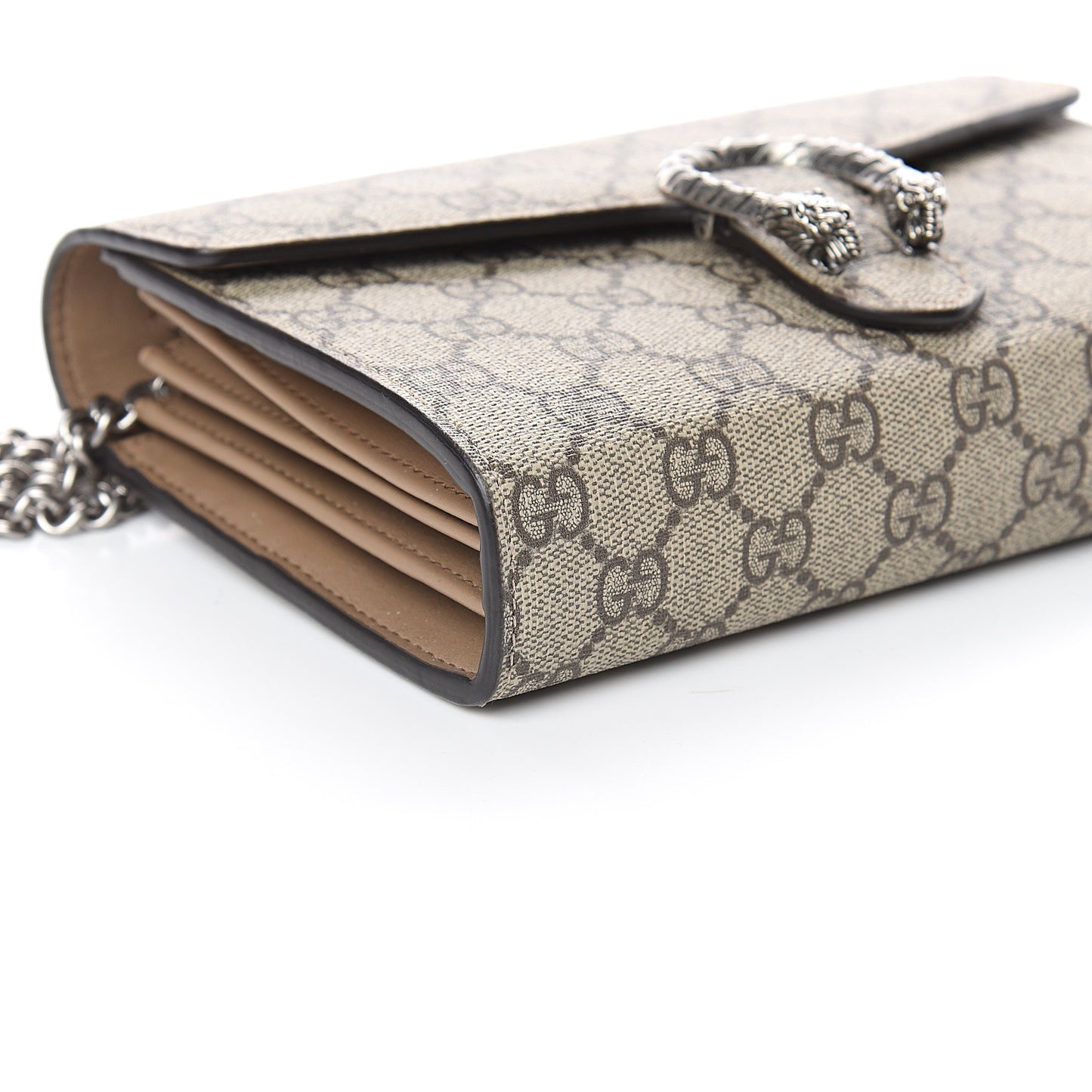 GG Supreme Monogram Mini Dionysus Chain Wallet Beige Taupe