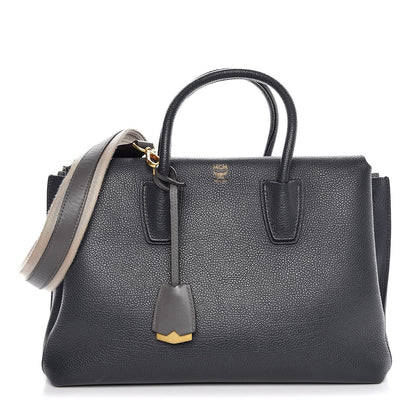 MCM Grained Calfskin Medium Milla Tote Phantom Grey 1 of 19