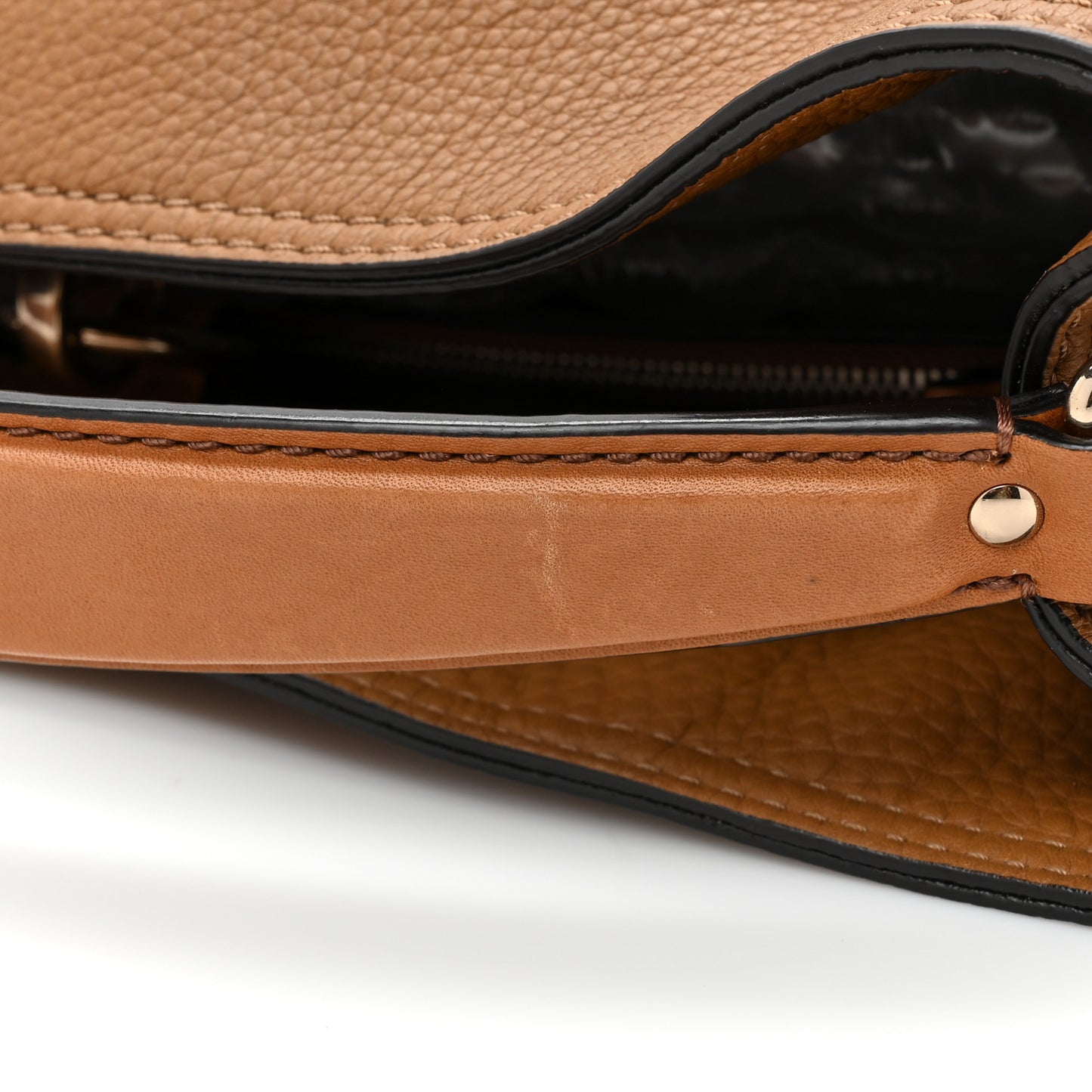 Grainy Calfskin Canvas Mega Check Medium Ashby Tassel Hobo Saddle Brown
