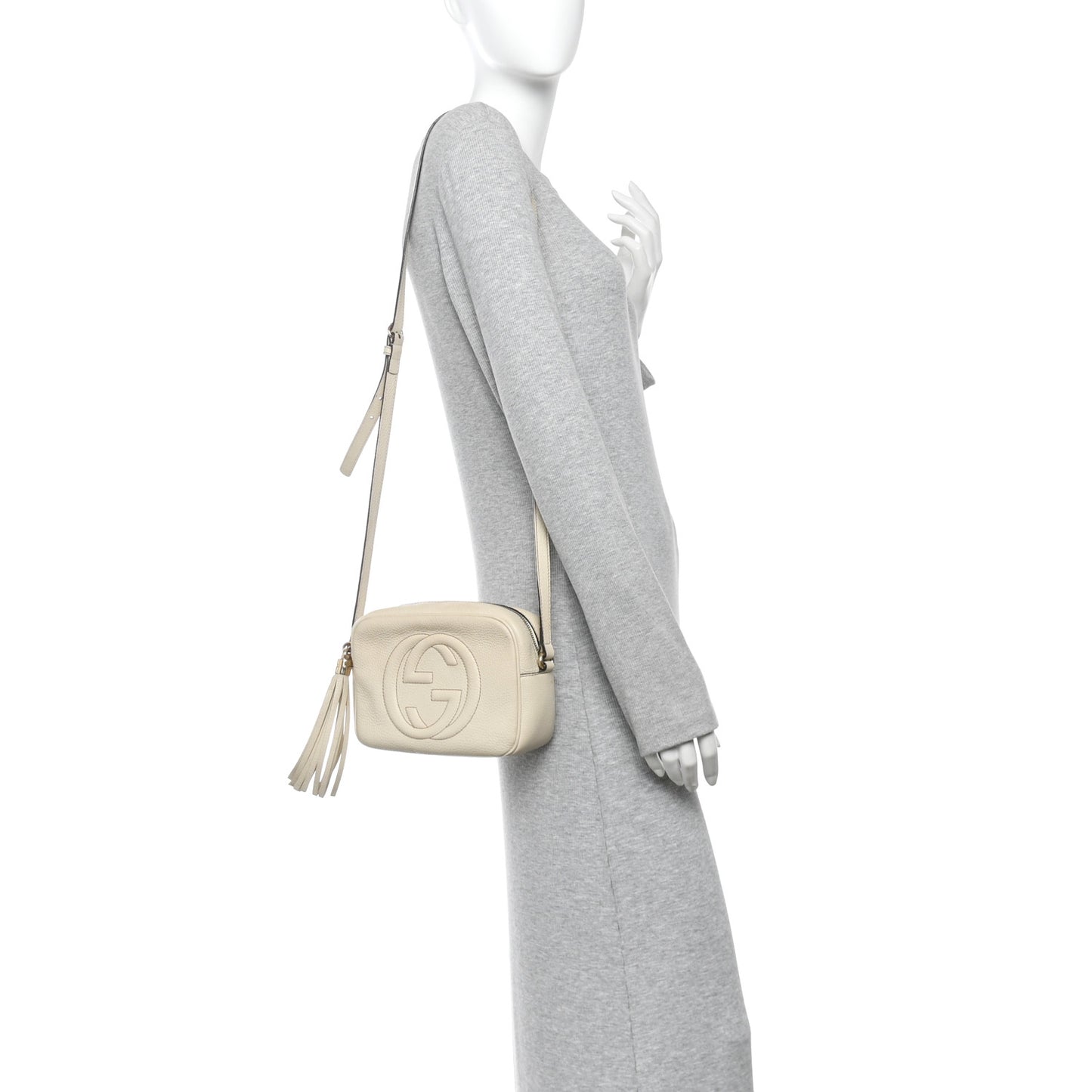 Pebbled Calfskin Small Soho Disco Bag Off White
