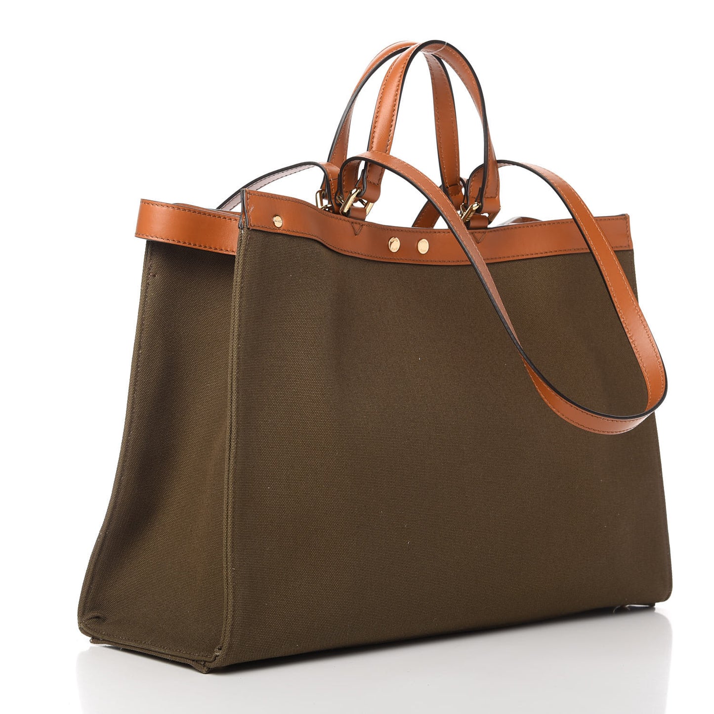 Canvas Vitello King FF Embroidered Medium Peekaboo X-Tote Amazzonia Cuoio