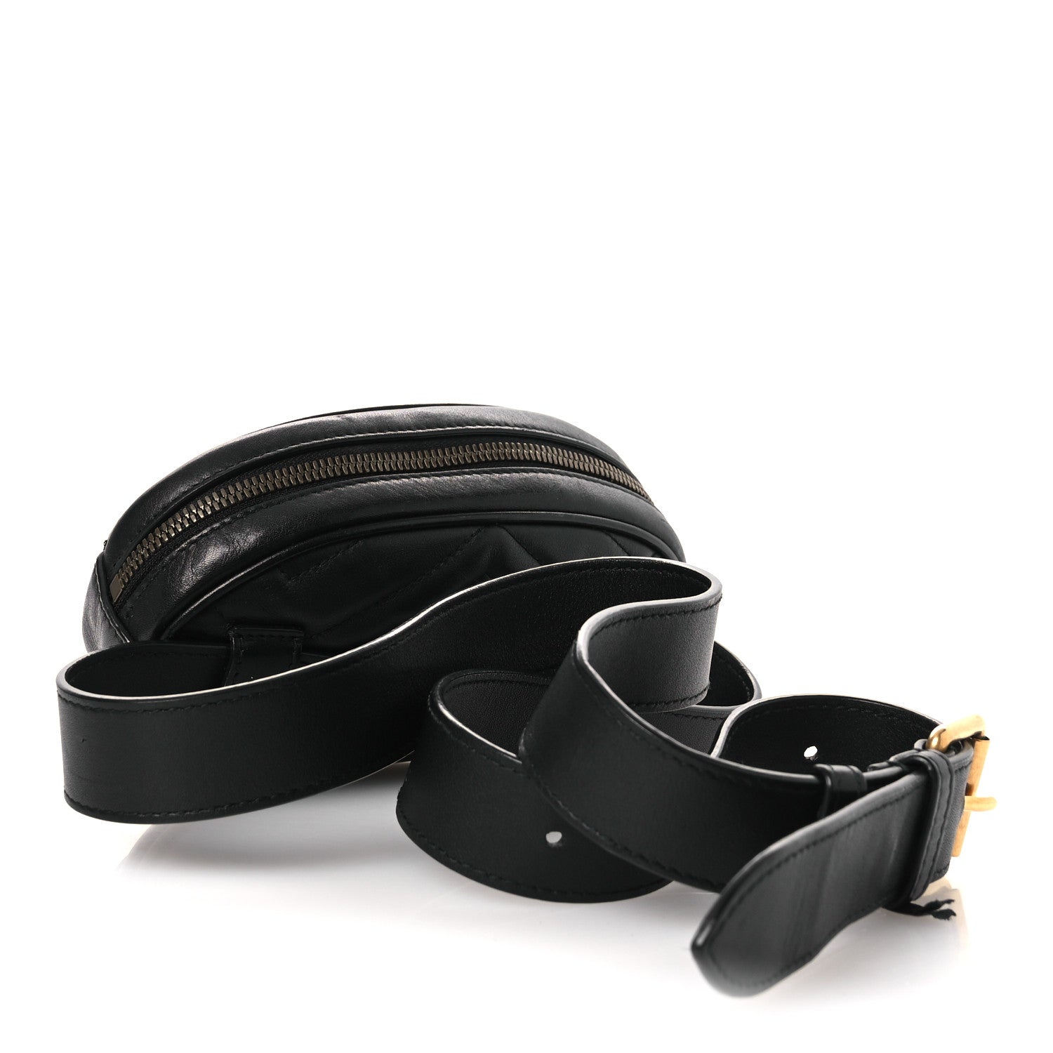 Gucci Calfskin Matelasse GG Marmont Belt Bag 105 42 Black 3 of 12