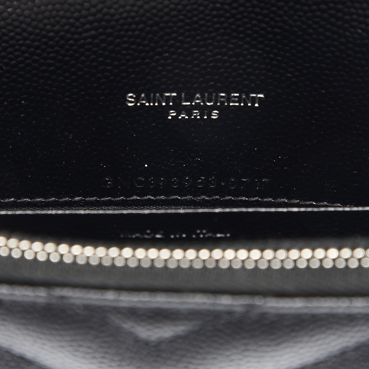 Grain De Poudre Matelasse Chevron Monogram Envelope Chain Wallet Black