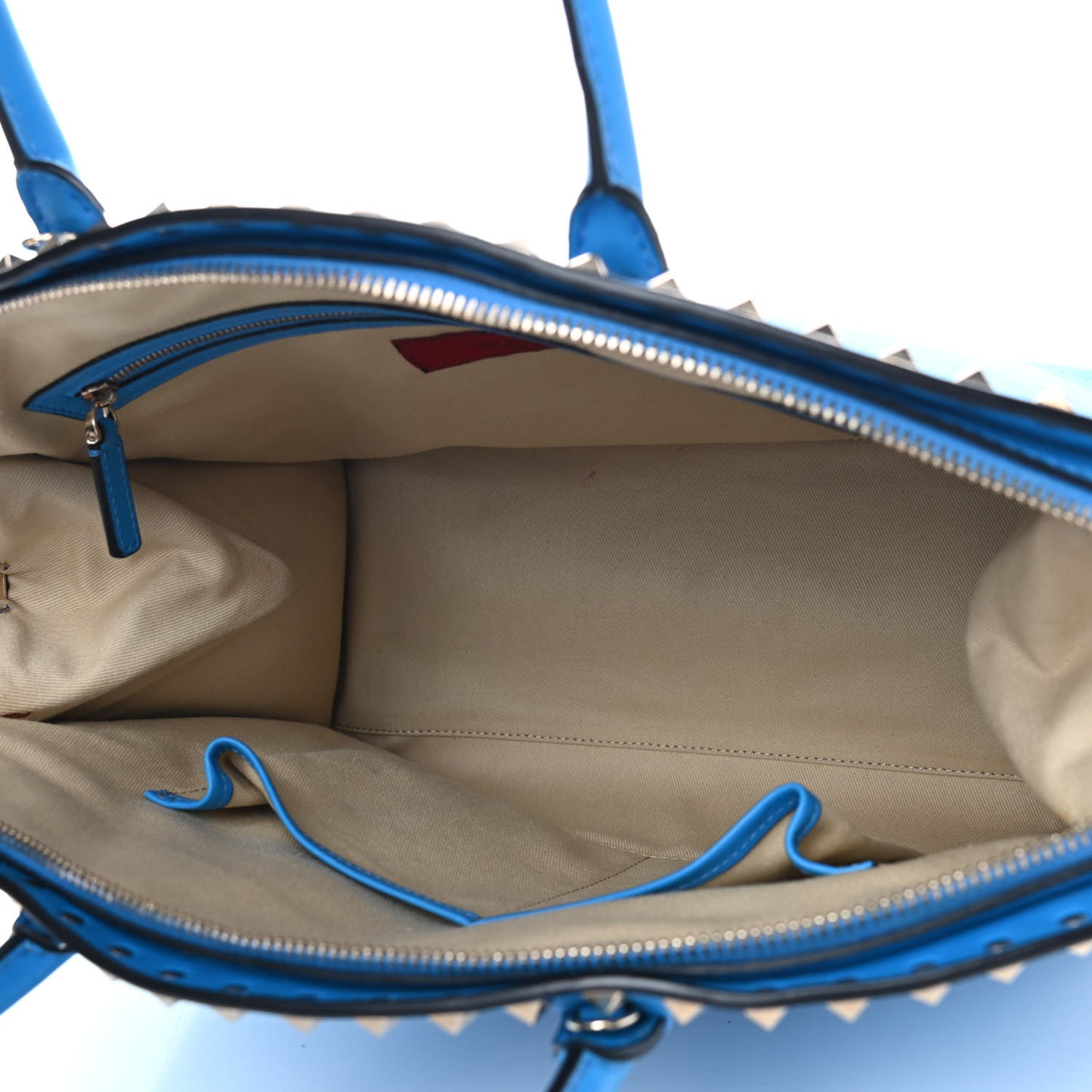 Vitello Rockstud Dome Shopper Blue Fluo
