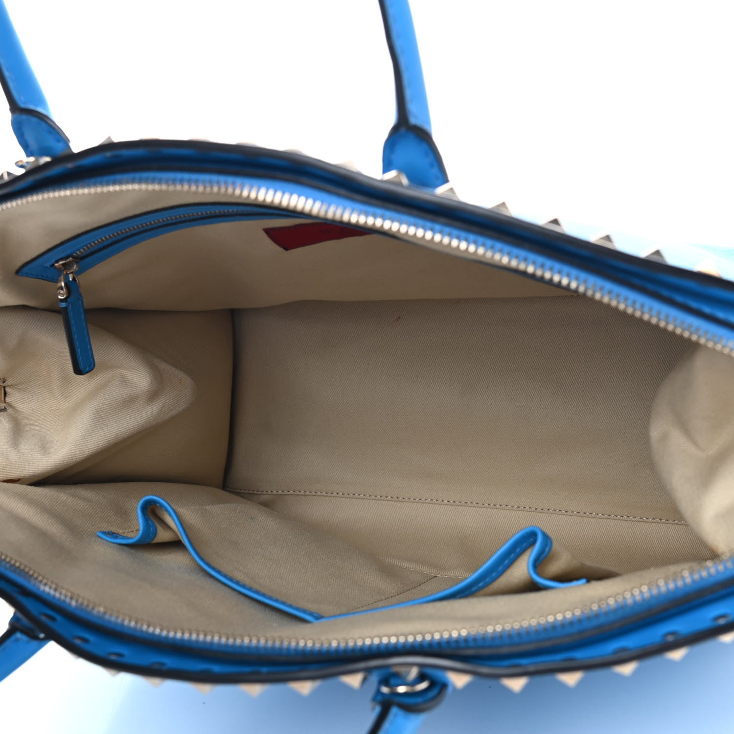 Valentino Garavani Vitello Rockstud Dome Shopper Blue Fluo 4 of 8