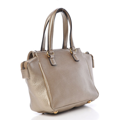 Gucci Metallic Pebbled Calfskin Small 1973 Top Handle Satchel Golden Beige 3 of 13