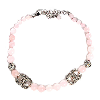 Chanel Bead Crystal CC Short Choker Necklace Silver 1 of 4