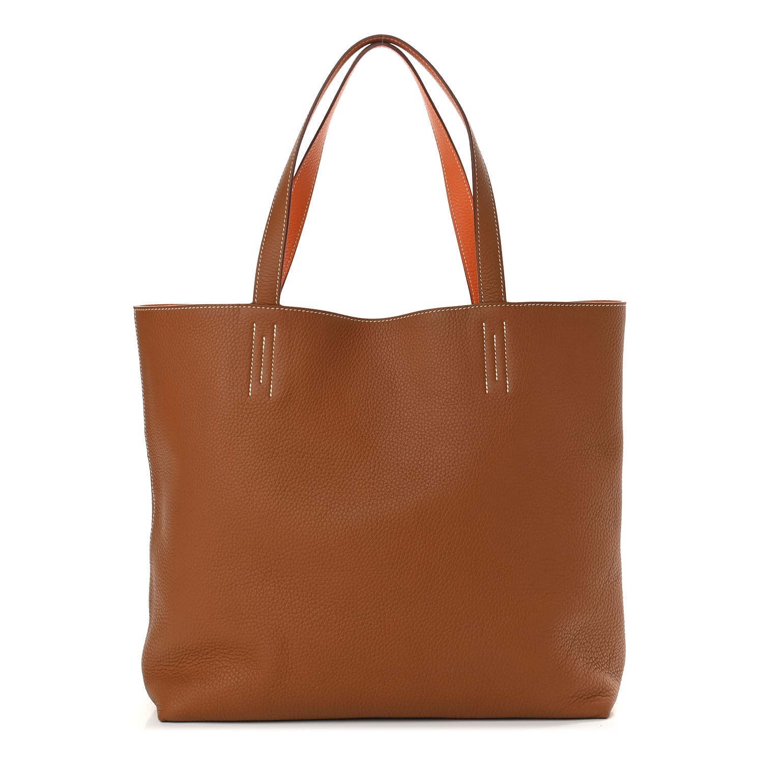 Hermes Taurillon Clemence Double Sens 45 Reversible Tote Orange Gold 1 of 28