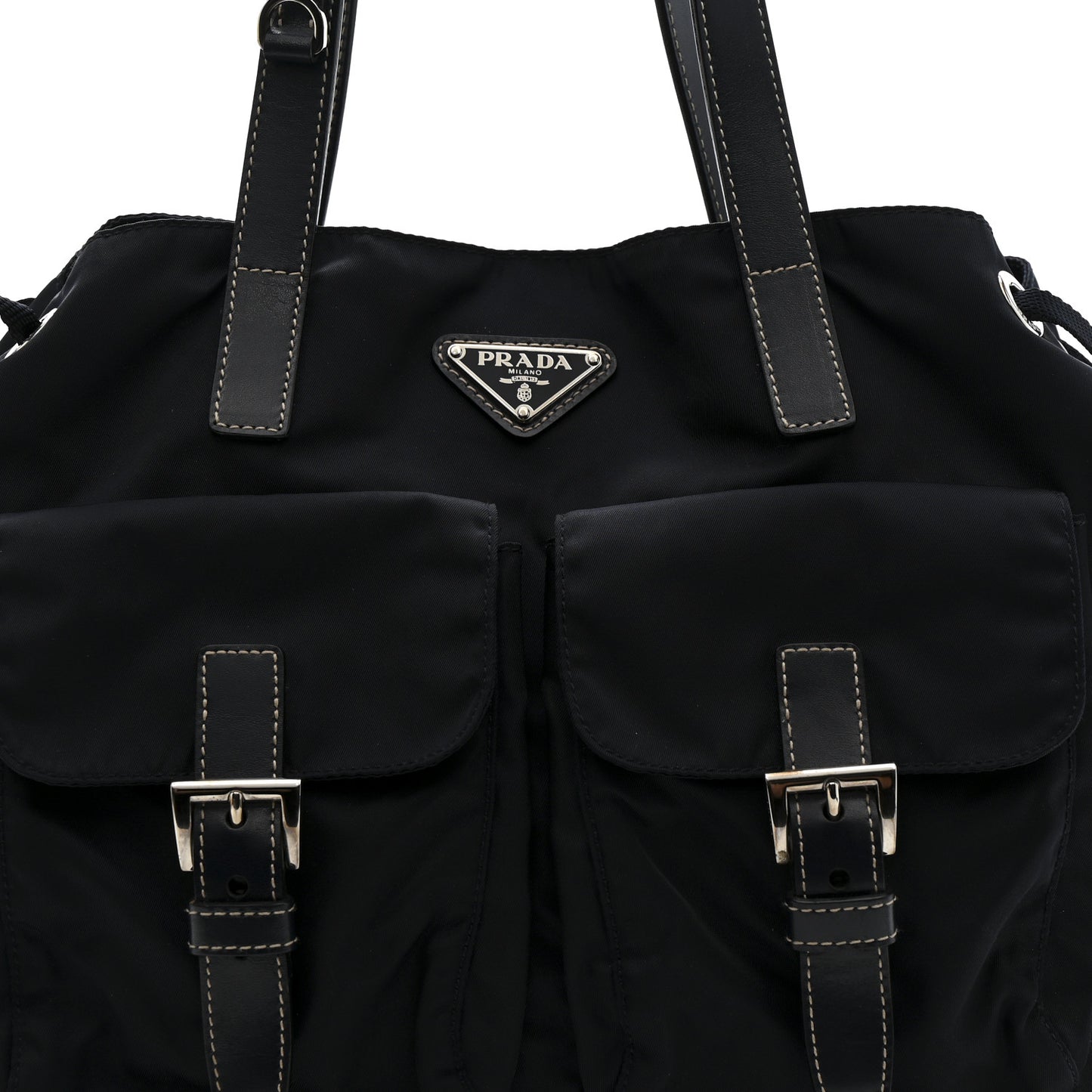 Nylon Vela Drawstring Shopping Tote Navy