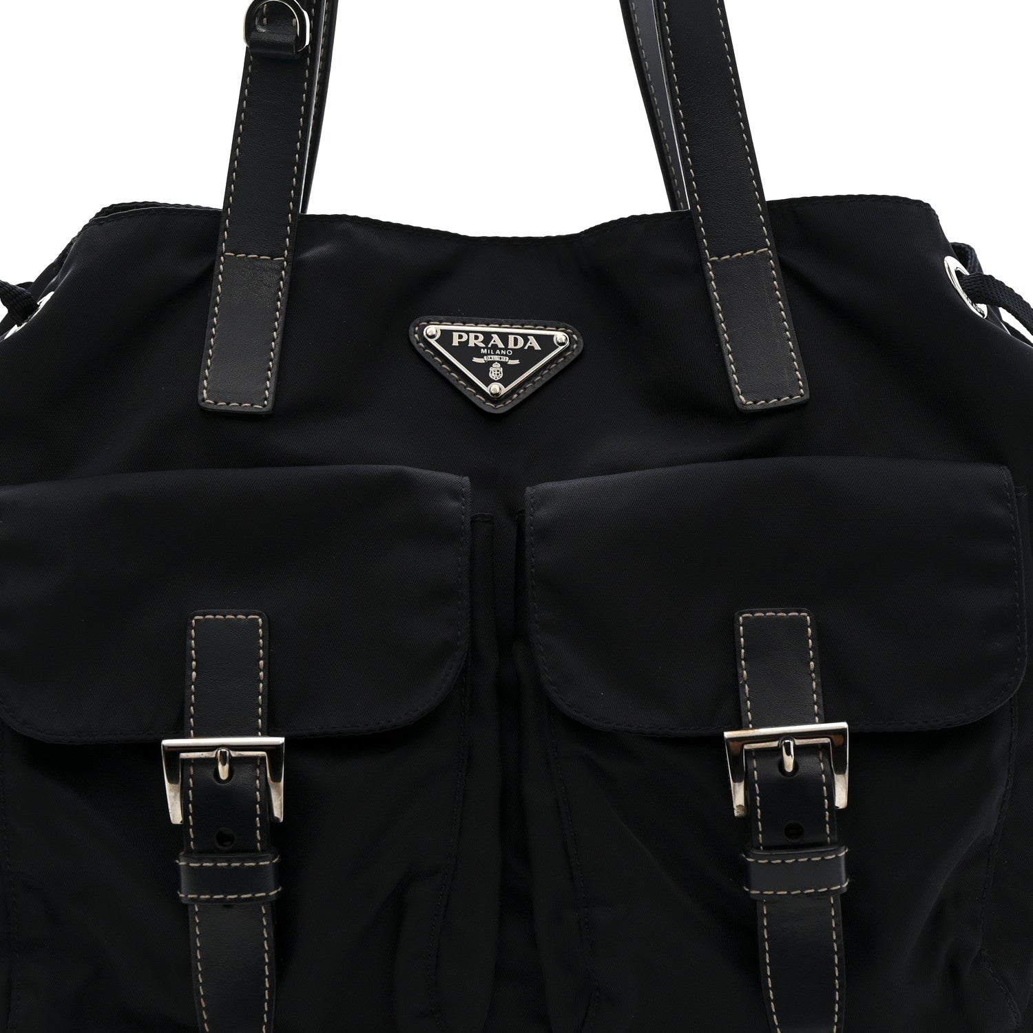 Prada Nylon Vela Drawstring Shopping Tote Navy 8 of 10
