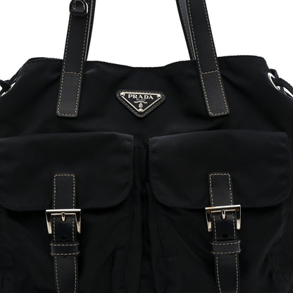Prada Nylon Vela Drawstring Shopping Tote Navy 8 of 10