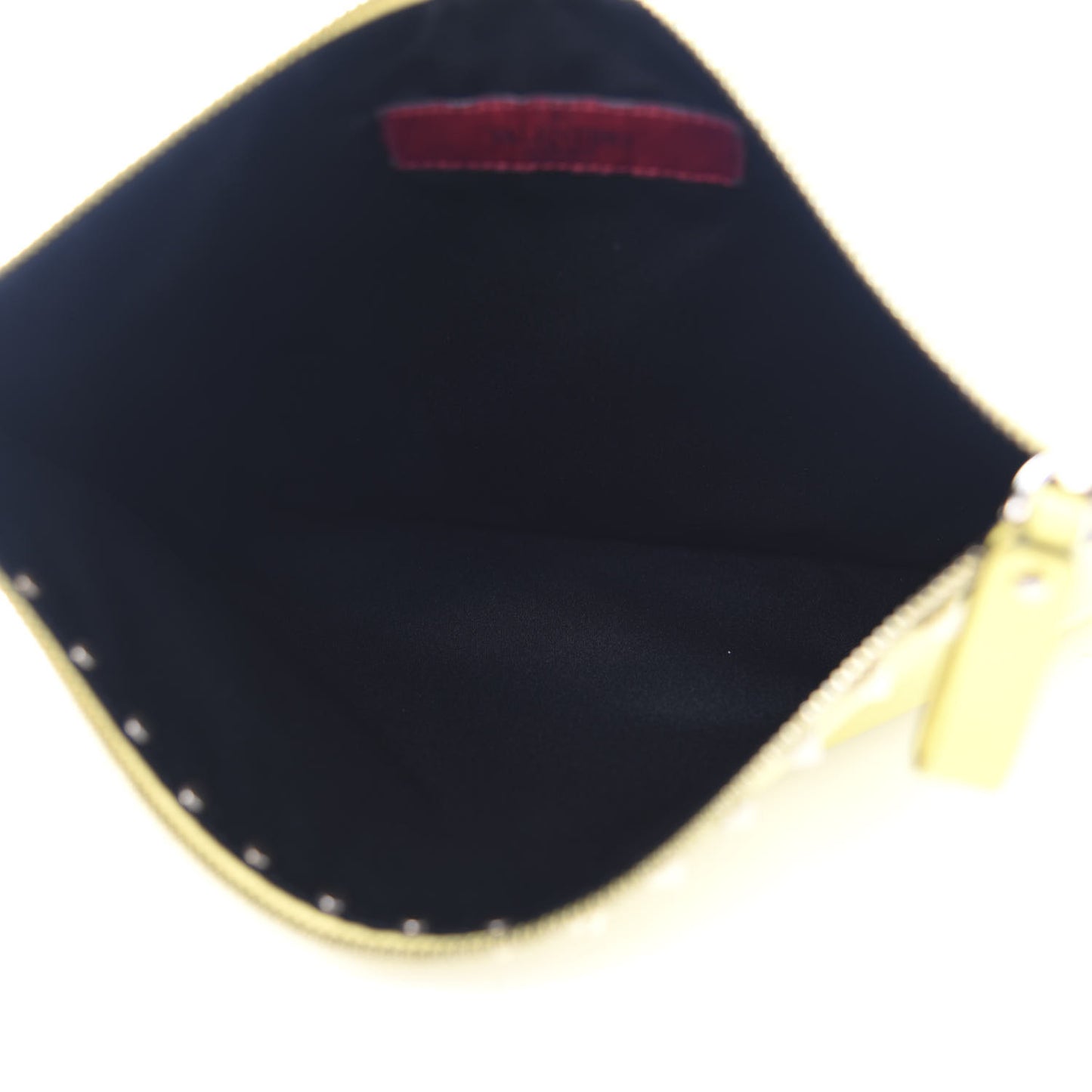Vitello Large Rockstud Zip Pouch Yellow