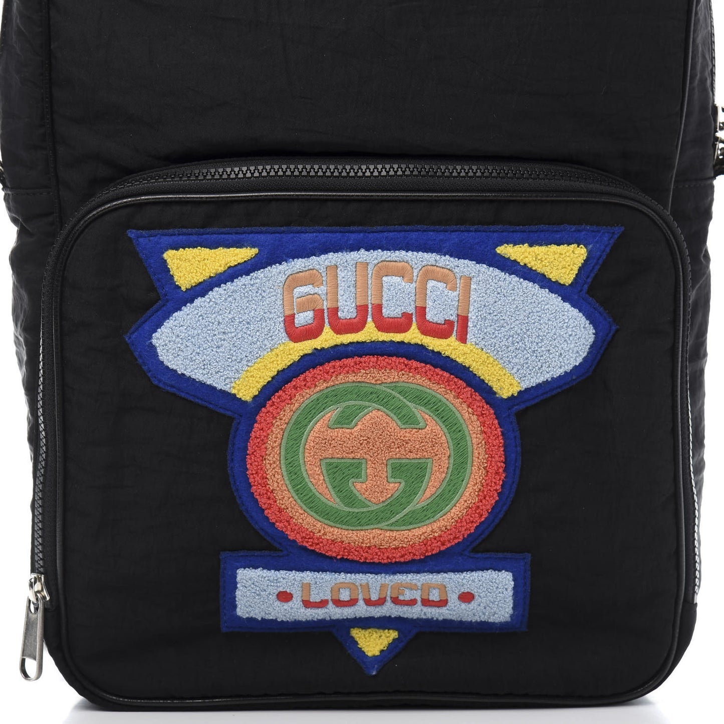 Nylon Twill 80s Logo Patch Backpack Black