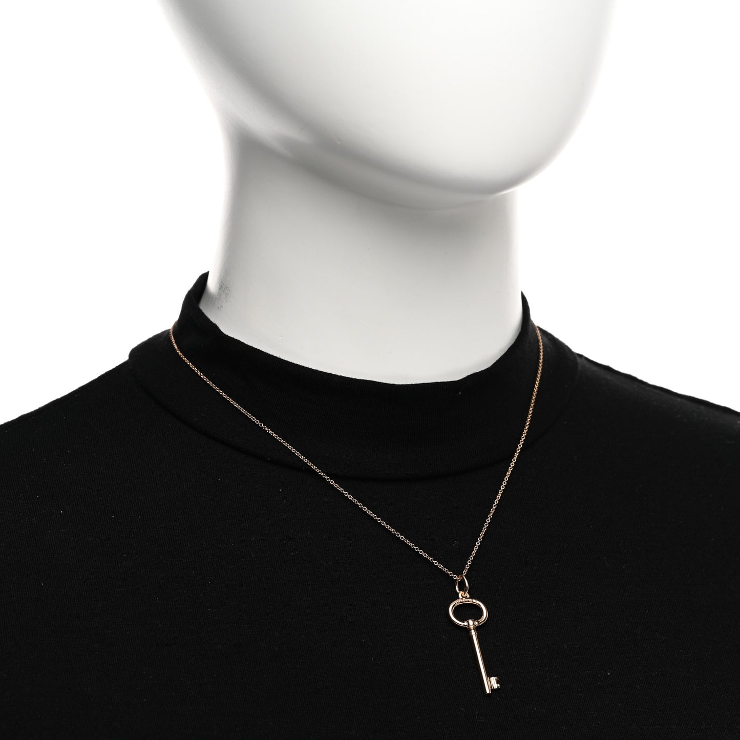 18K Rose Gold Small Oval Key Pendant Necklace