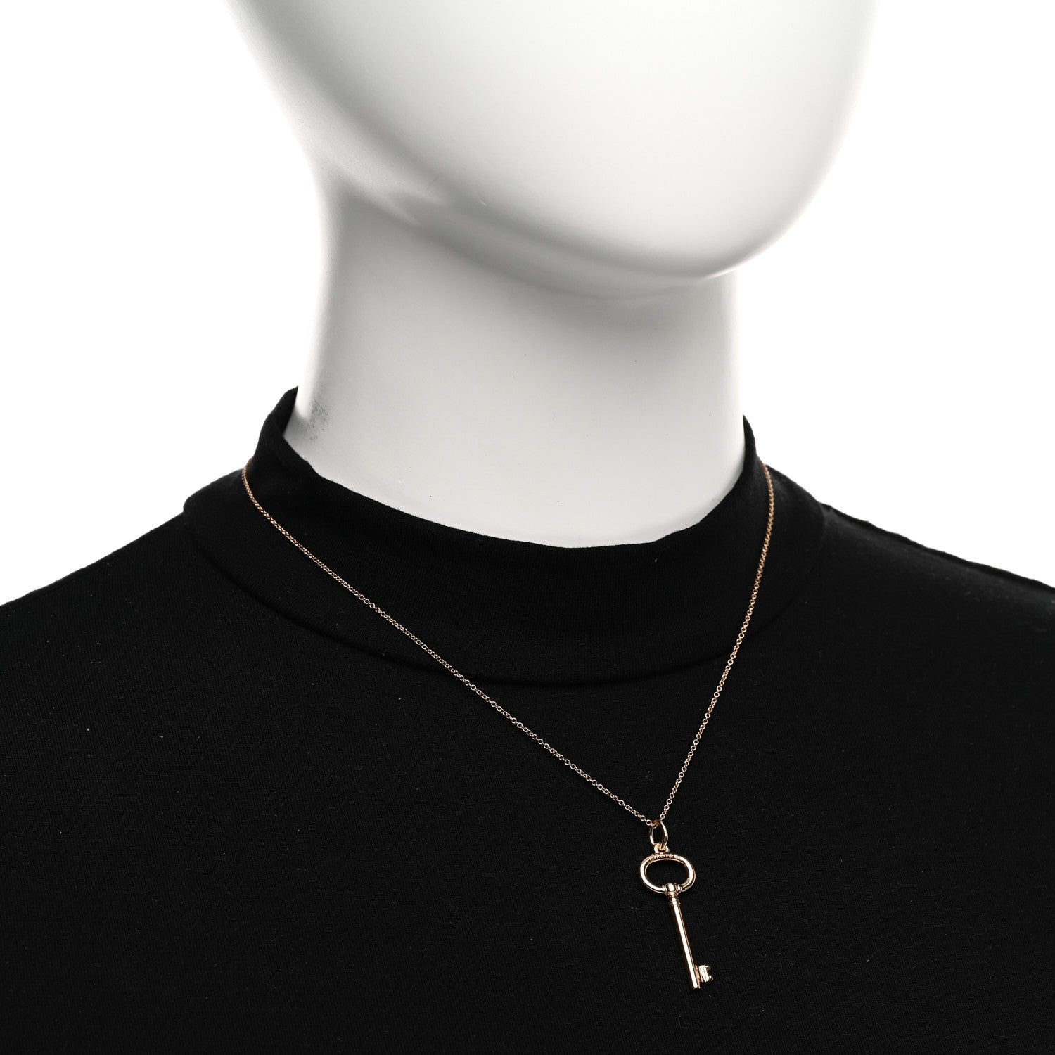 Tiffany 18K Rose Gold Small Oval Key Pendant Necklace 2 of 4