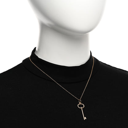 Tiffany 18K Rose Gold Small Oval Key Pendant Necklace 2 of 4