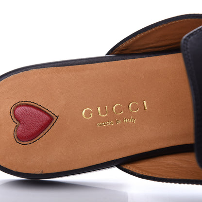 Gucci Calfskin Flower Embroidered Princetown Slippers 37 Black 8 of 12