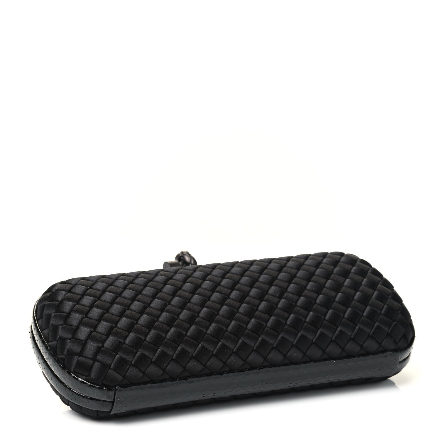 Bottega Veneta Satin Ayers Intreccio Impero Stretch Knot Clutch Black 3 of 4