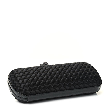 Bottega Veneta Satin Ayers Intreccio Impero Stretch Knot Clutch Black 3 of 4