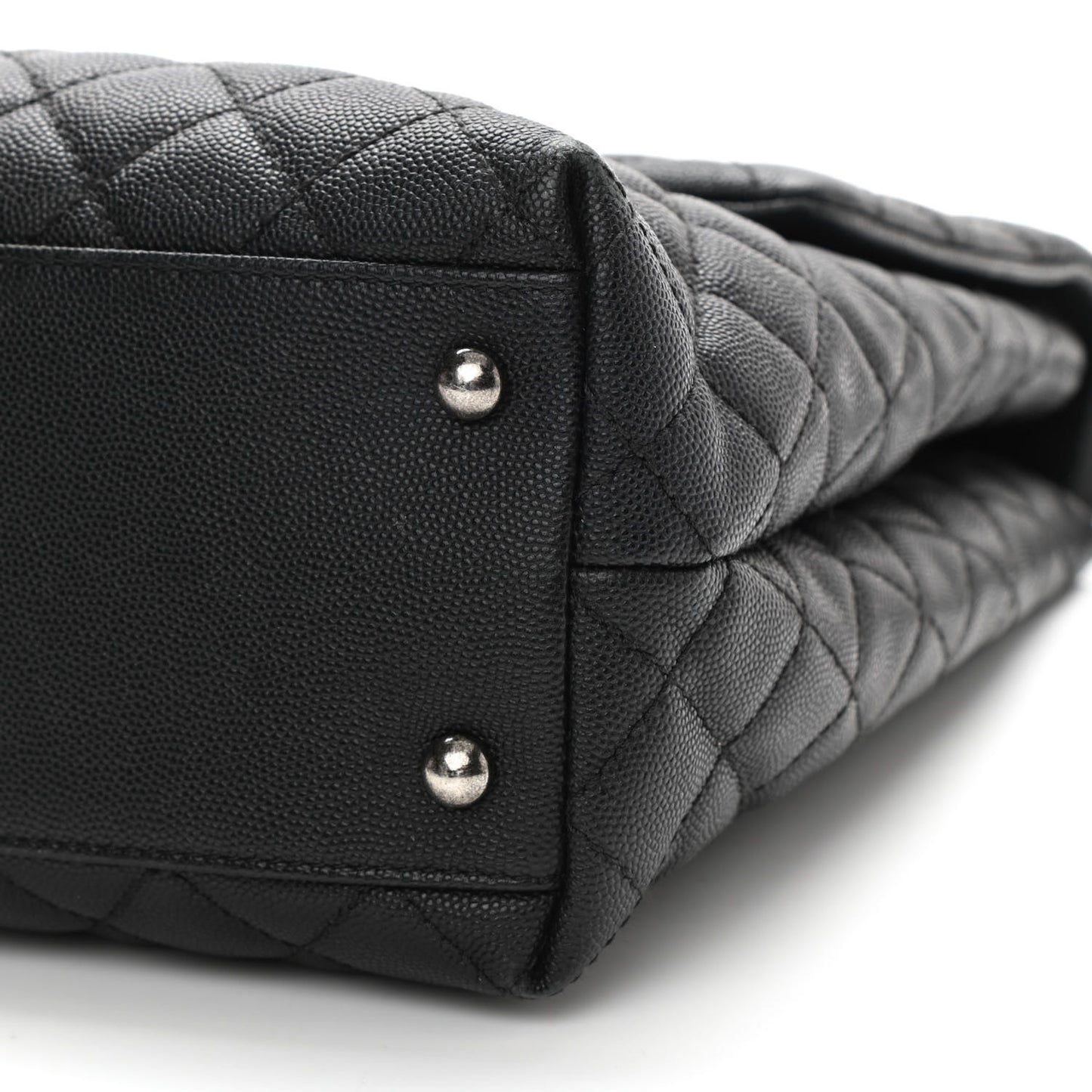 Caviar Liazard Quilted Large Coco Handle Flap Black