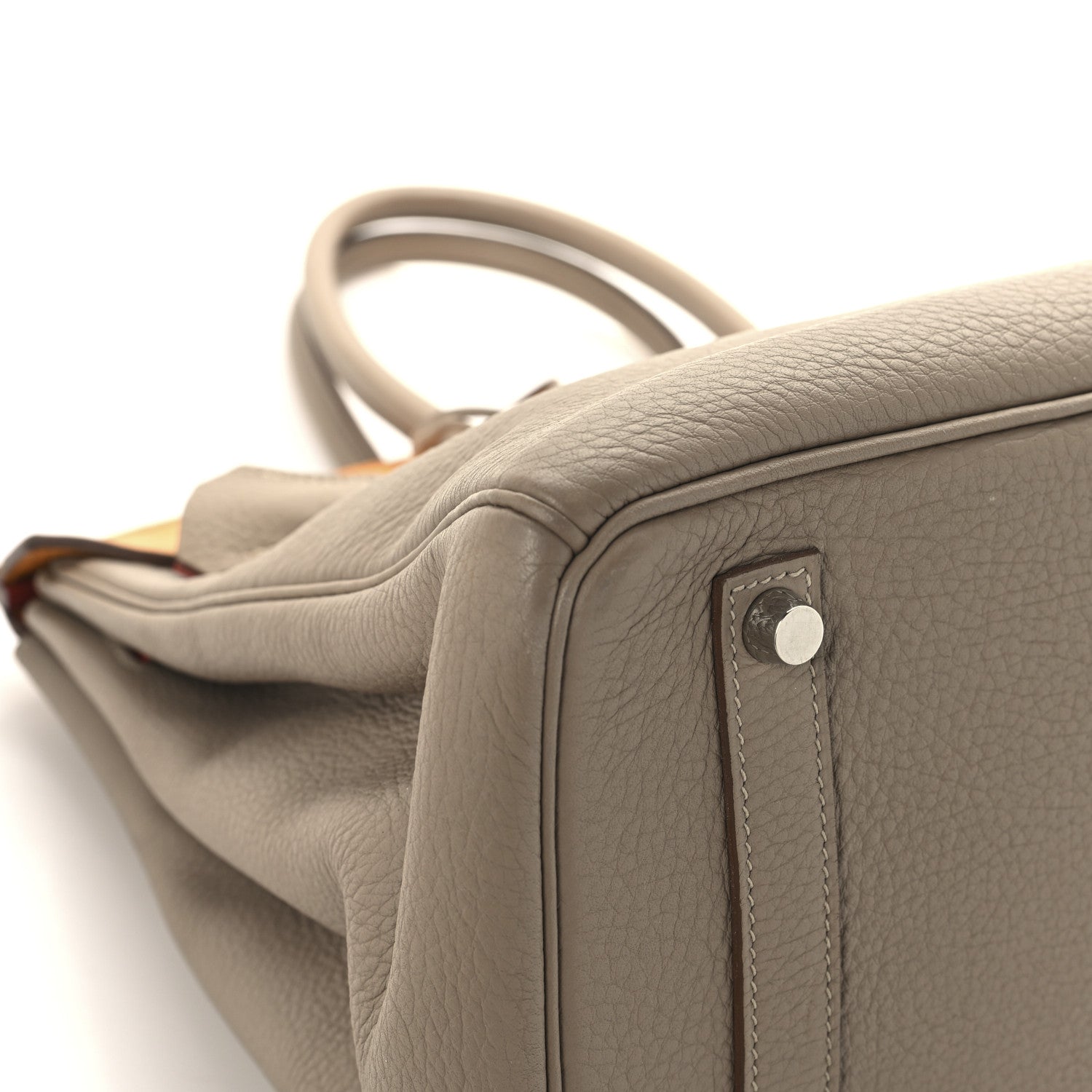 Hermes Taurillon Clemence Swift Tri-Color Birkin 35 Sanguine Gris Tourterelle Moutarde 9 of 14