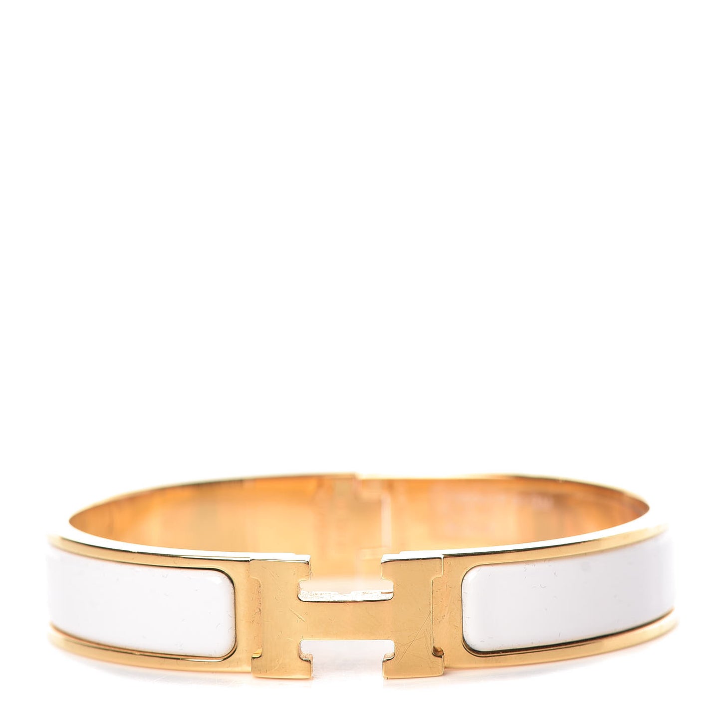 Enamel Narrow Clic Clac H Bracelet GM White