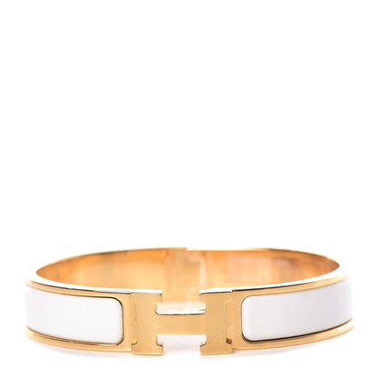 Hermes Enamel Narrow Clic Clac H Bracelet GM White 1 of 5