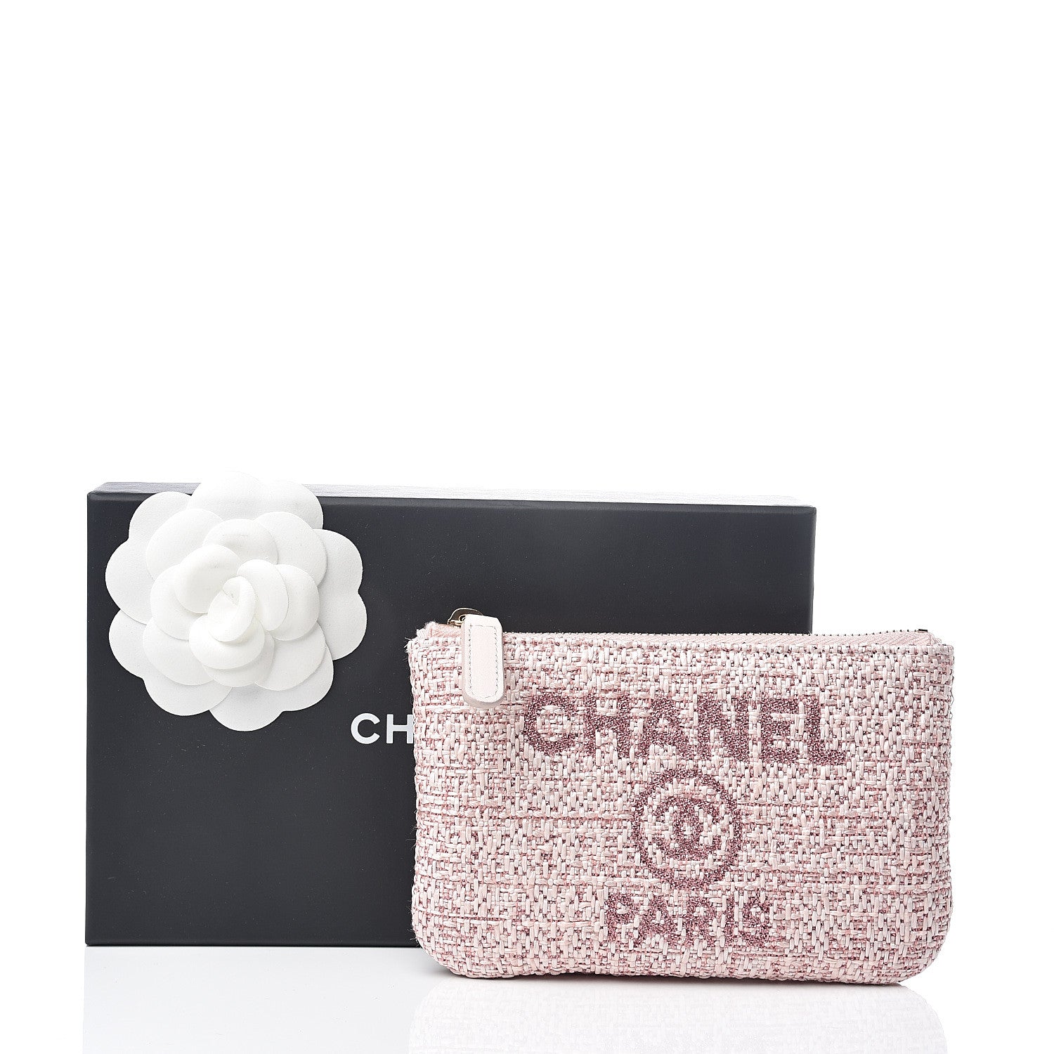 Chanel Woven Straw Raffia Deauville Cosmetic Pouch Pink 7 of 7