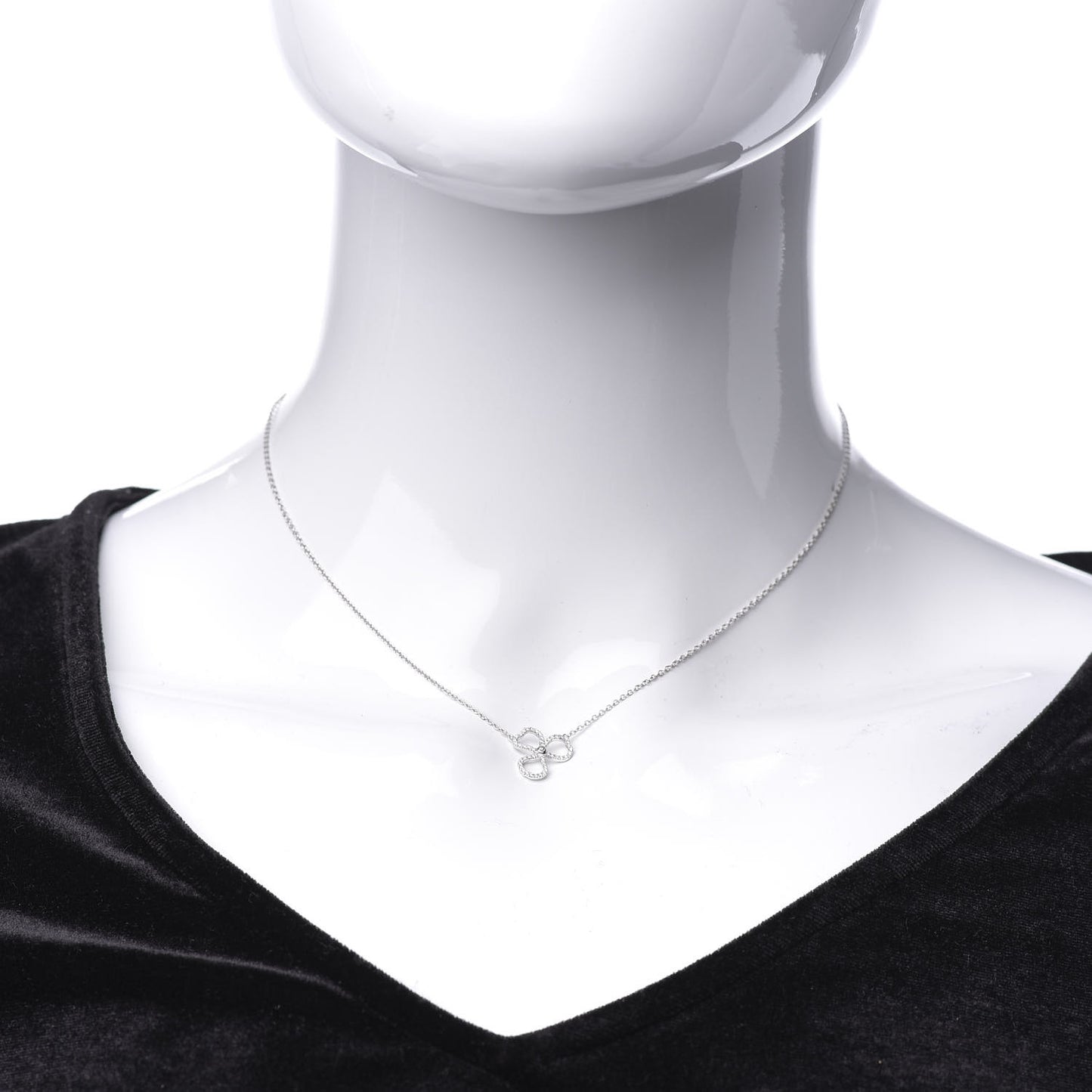 Platinum Diamond Mini Paper Flowers Pendant Necklace