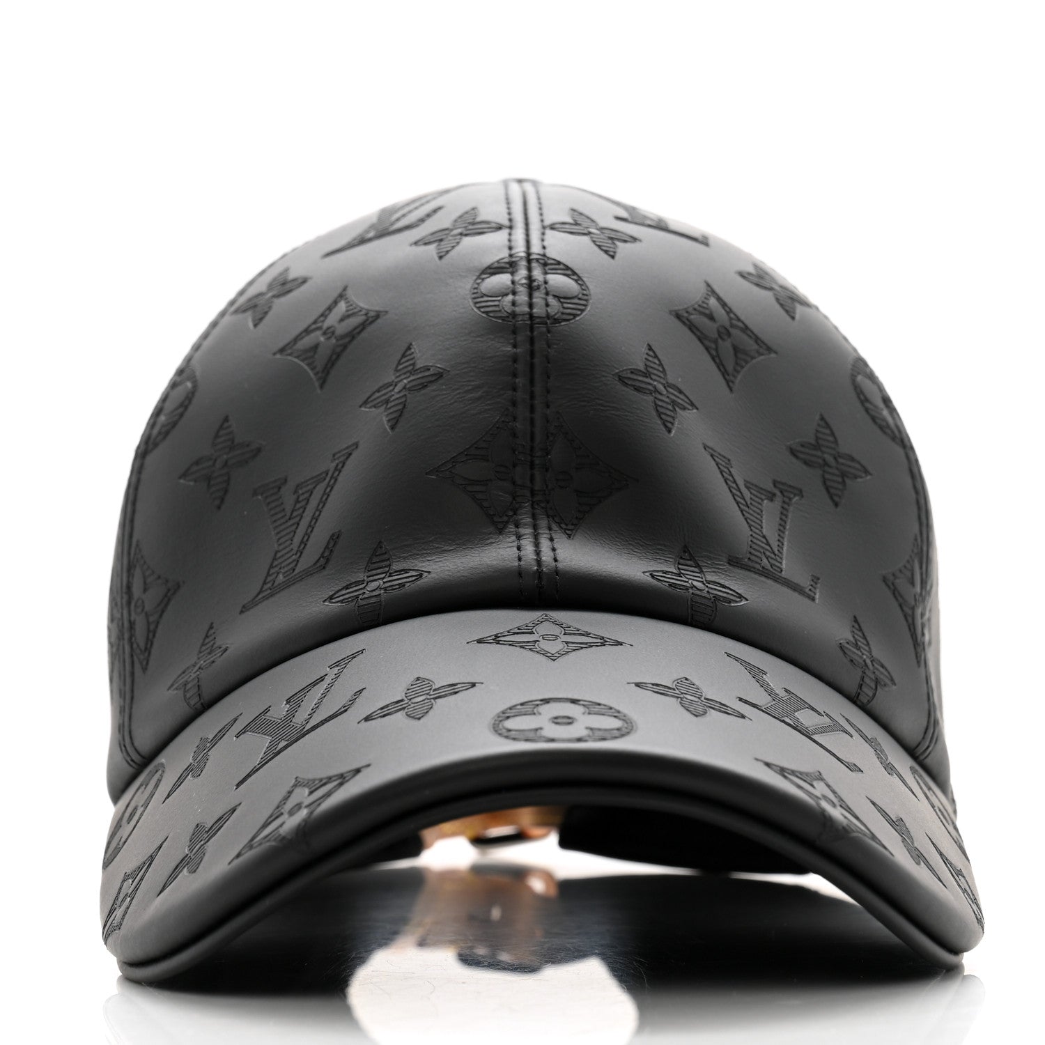 Louis Vuitton Calfskin Monogram Shadow Baseball Cap 58 Black 3 of 10