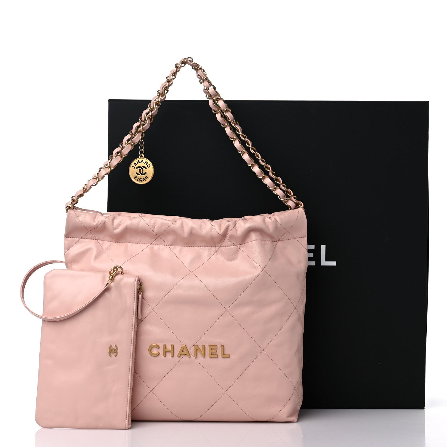 Chanel Shiny Calfskin Quilted Small Chanel 22 Light Pink 12 of 12
