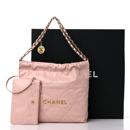 Chanel Shiny Calfskin Quilted Small Chanel 22 Light Pink 12 of 12