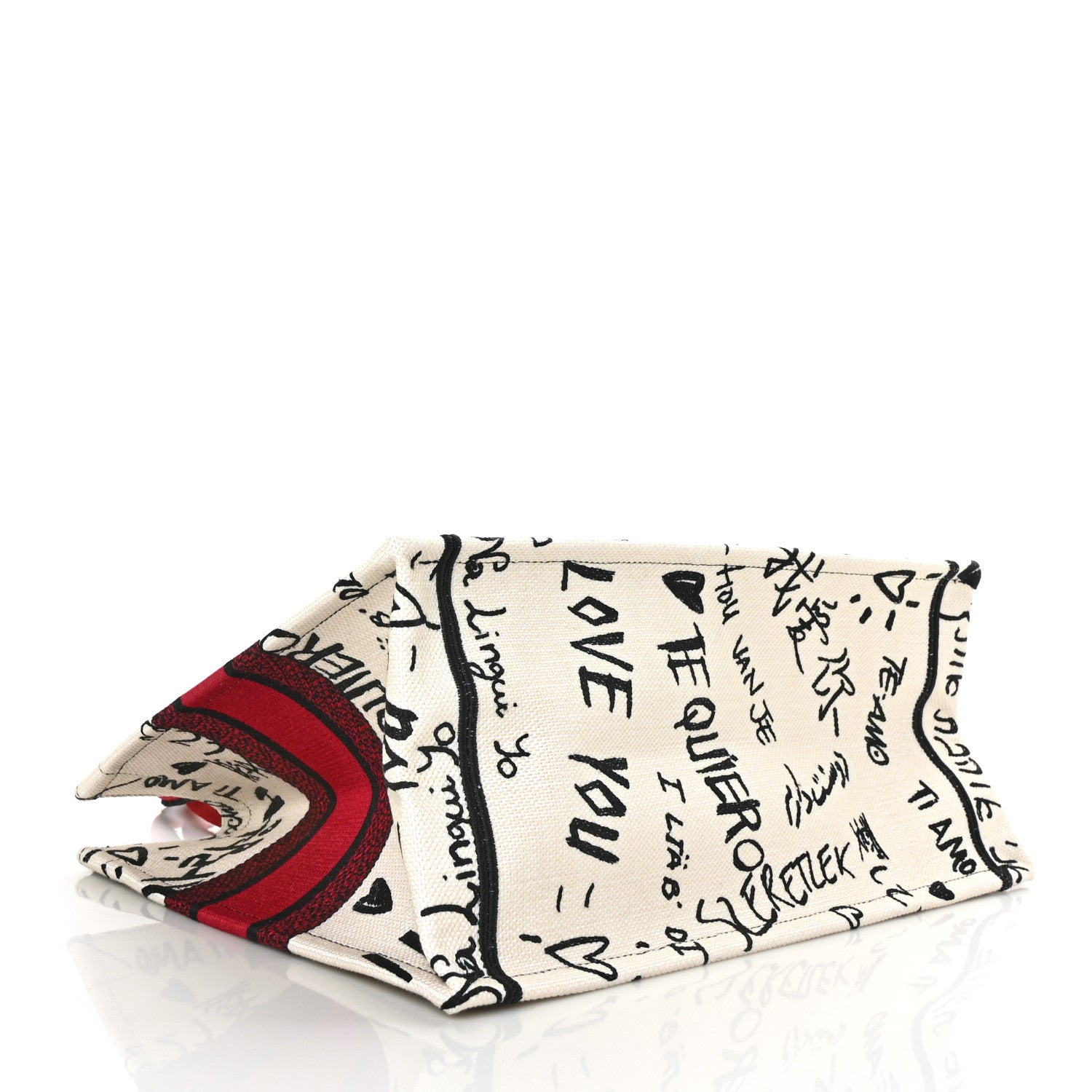 Christian Dior Canvas Embroidered Medium Dioramour Graffiti Book Tote Latte Multicolor 4 of 7