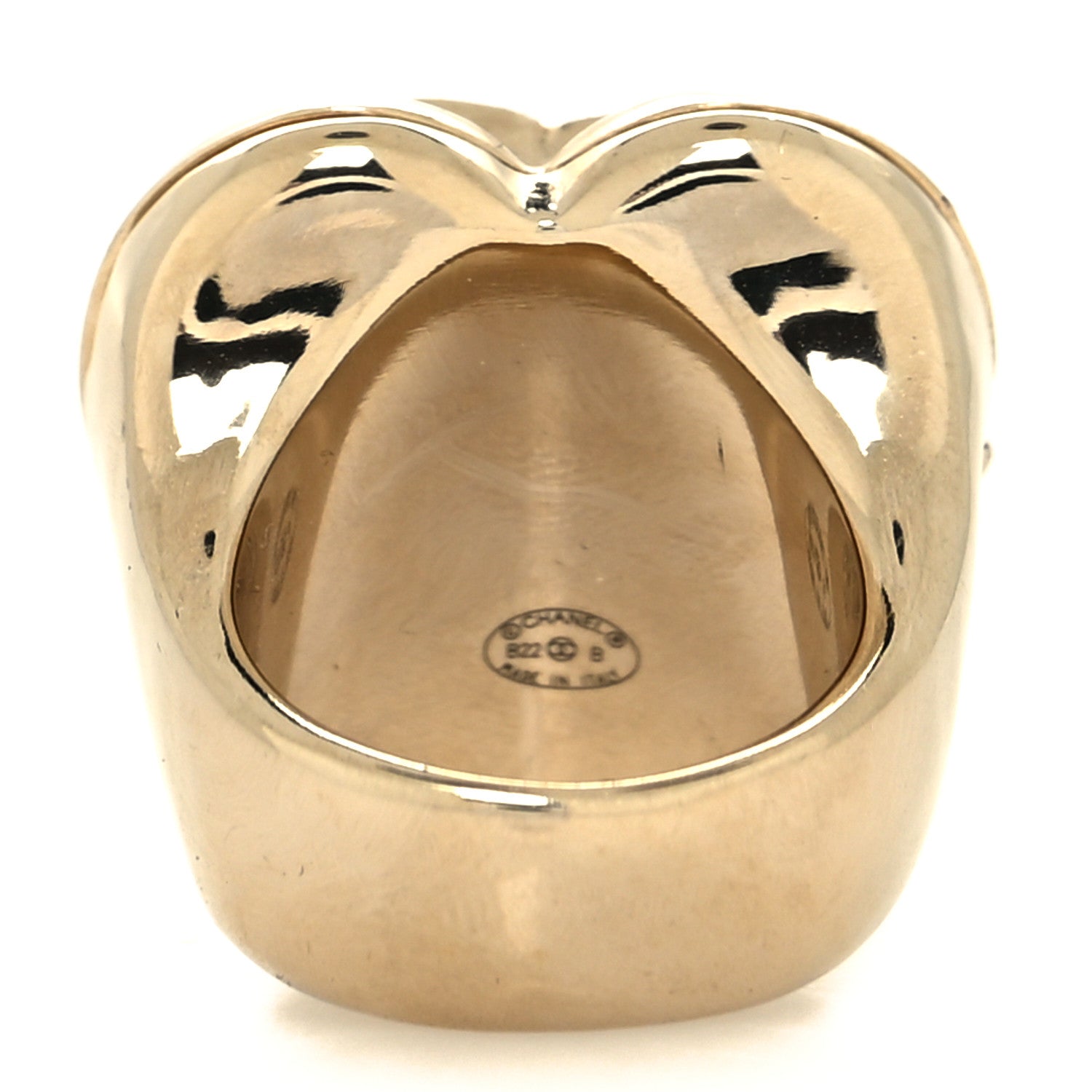 Chanel Metal CC Open Heart Paris Ring 50 Gold 3 of 5