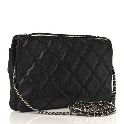 Chanel Calfskin Quilted Double Stitch Hamptons Clutch with Chain Black 3 of 7