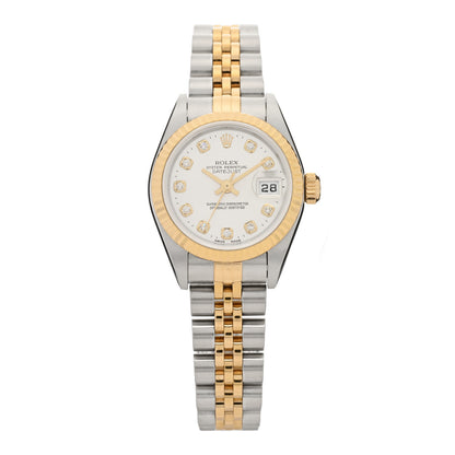 Rolex Stainless Steel 18K Yellow Gold Diamond 26mm Oyster Perpetual Datejust Watch Silver 79173 1 of 4