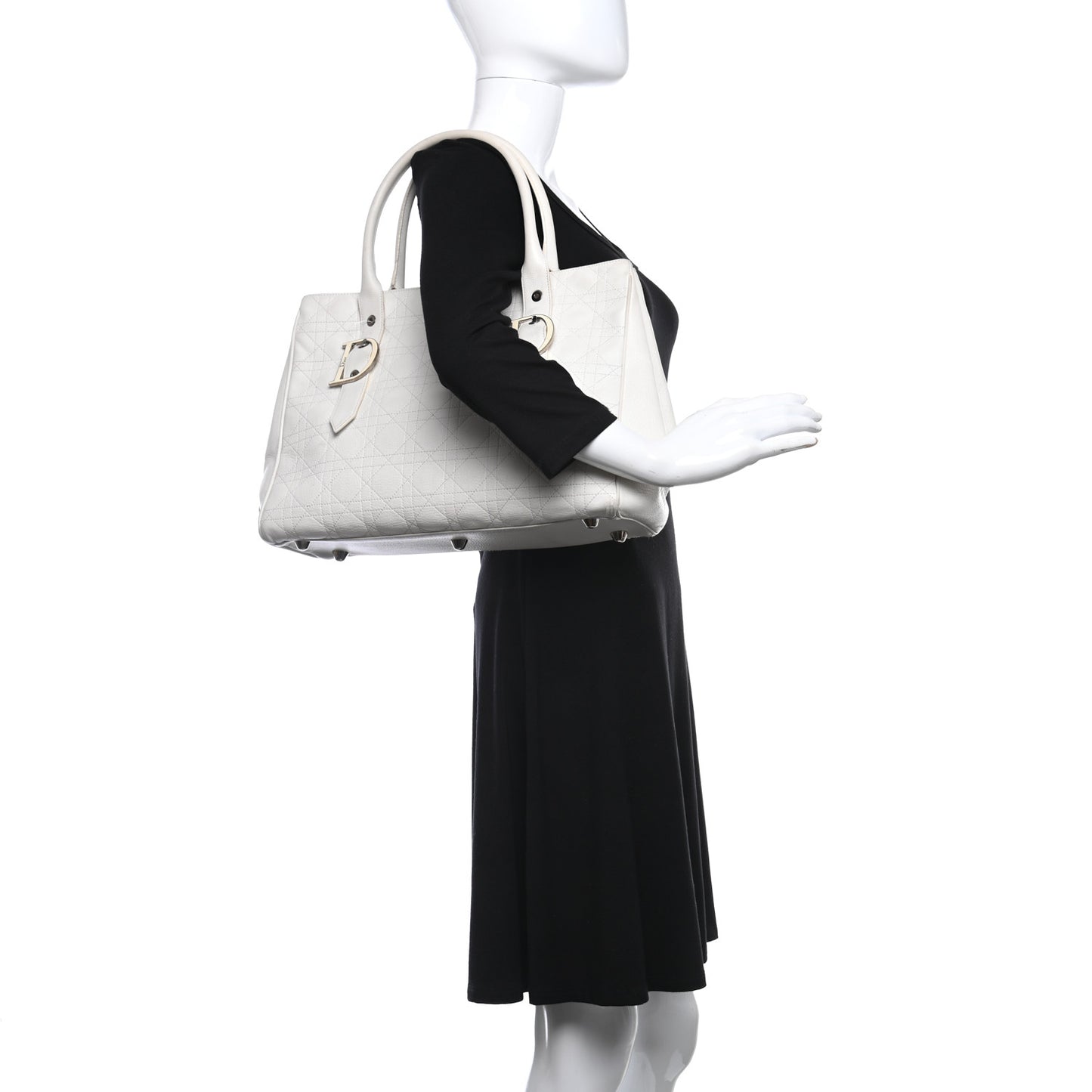 Cannage Stitched Tote White