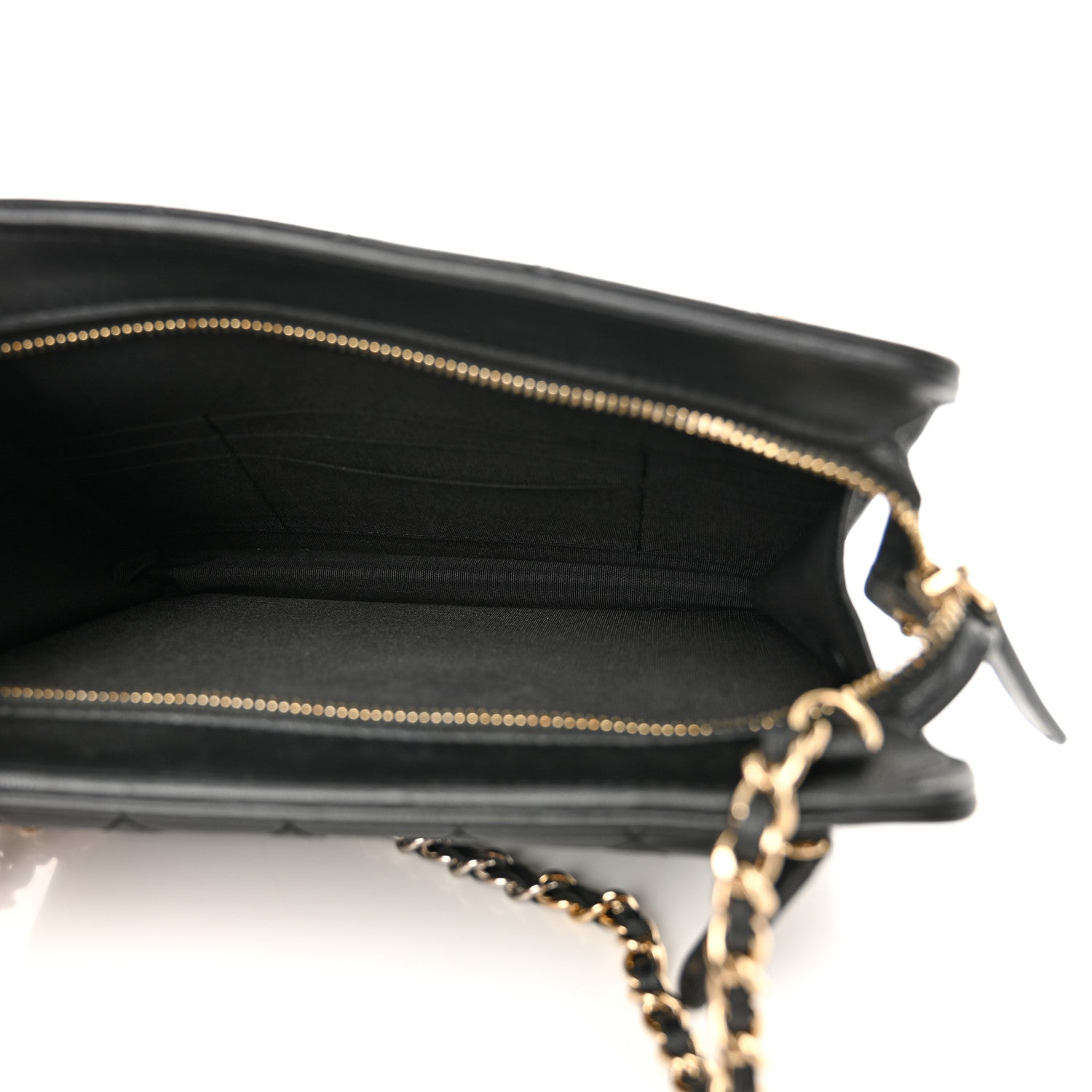 Chanel Lambskin Quilted Square Front Pocket Clutch With Chain Black 5 of 14