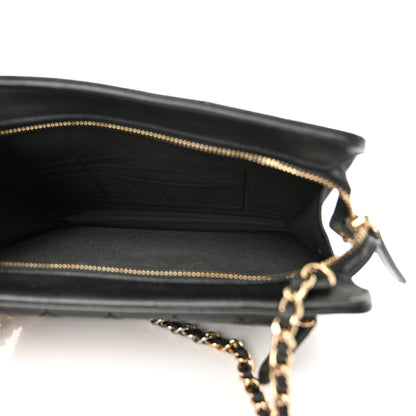 Chanel Lambskin Quilted Square Front Pocket Clutch With Chain Black 5 of 14