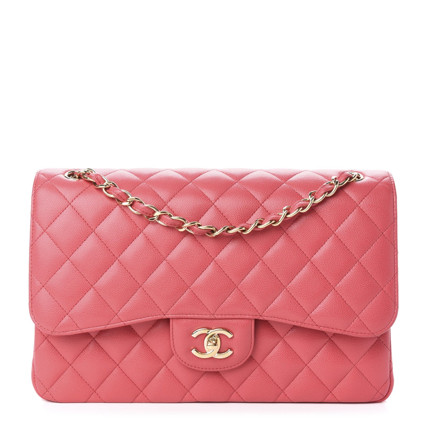 Caviar Quilted Jumbo Double Flap Dark Pink
