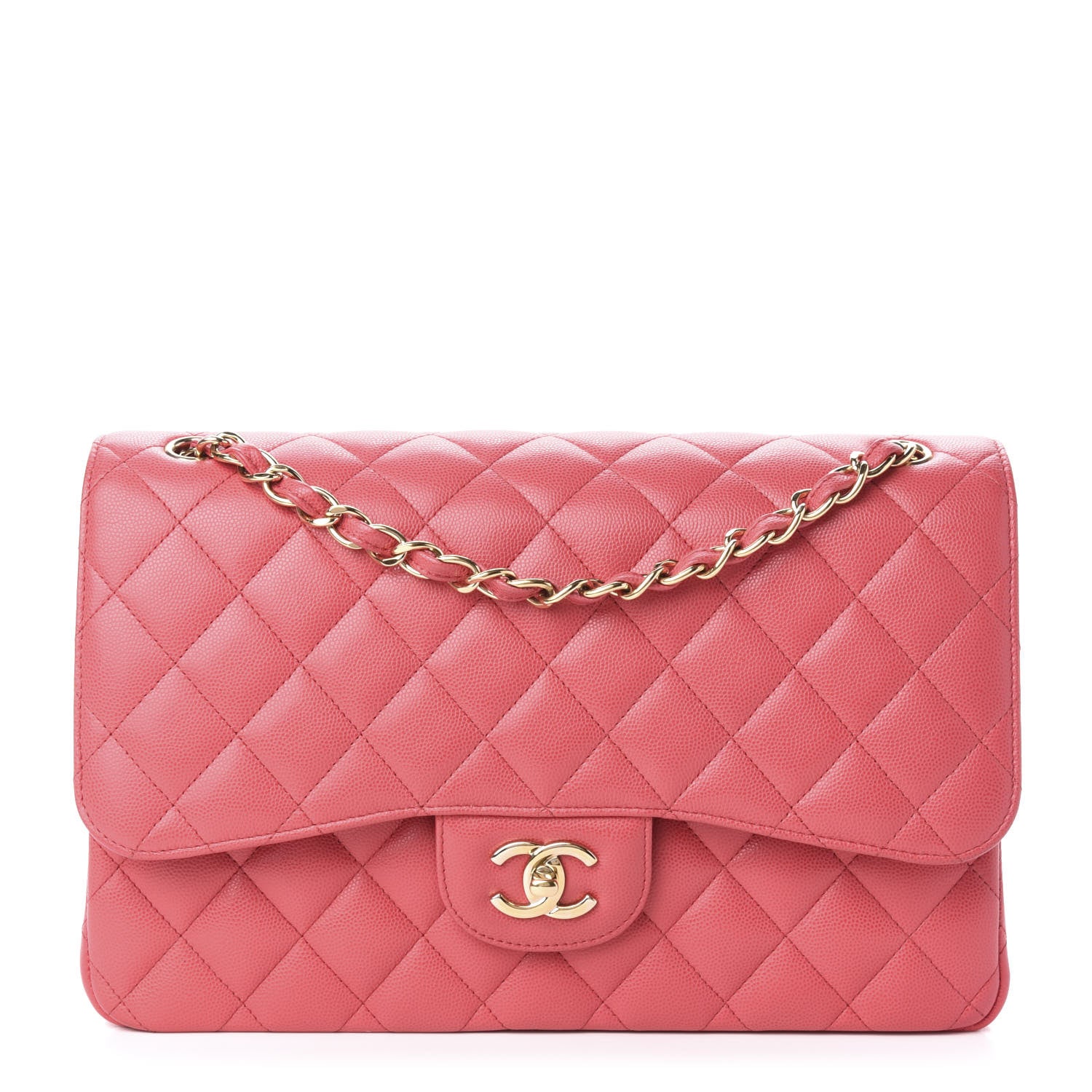 Chanel Caviar Quilted Jumbo Double Flap Dark Pink 1 of 12